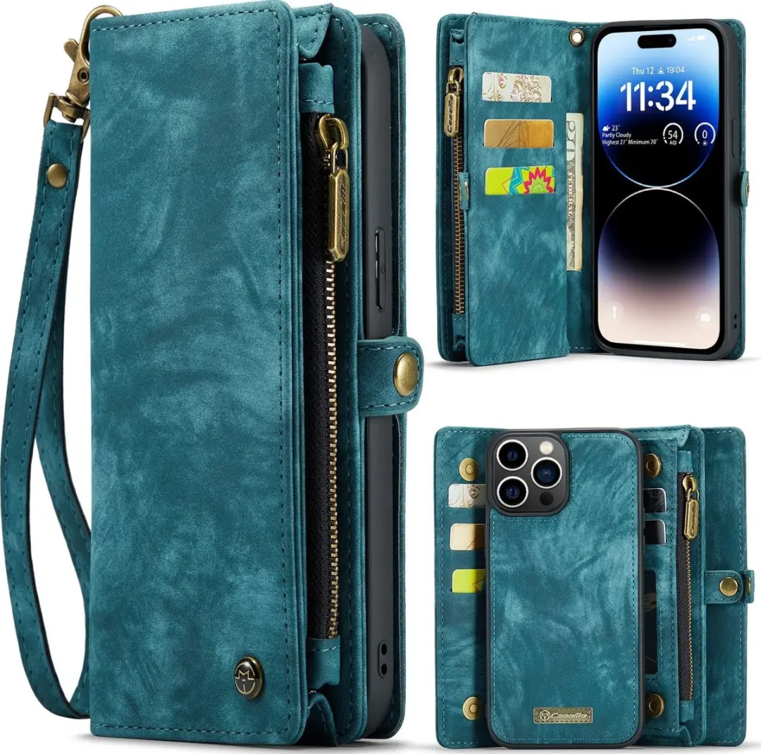 Caseme 008 Telefoonhoesje iPhone 14 Pro Max - 8 Pasjes Blauw - afbeelding 6 van 6