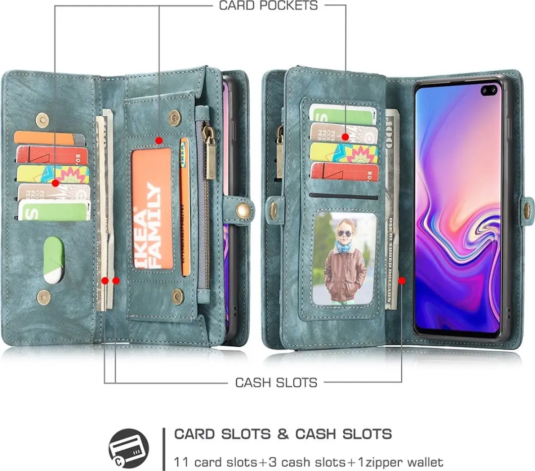 CaseMe Luxury Wallet Case 554829 - Blauw - Samsung Galaxy S10+