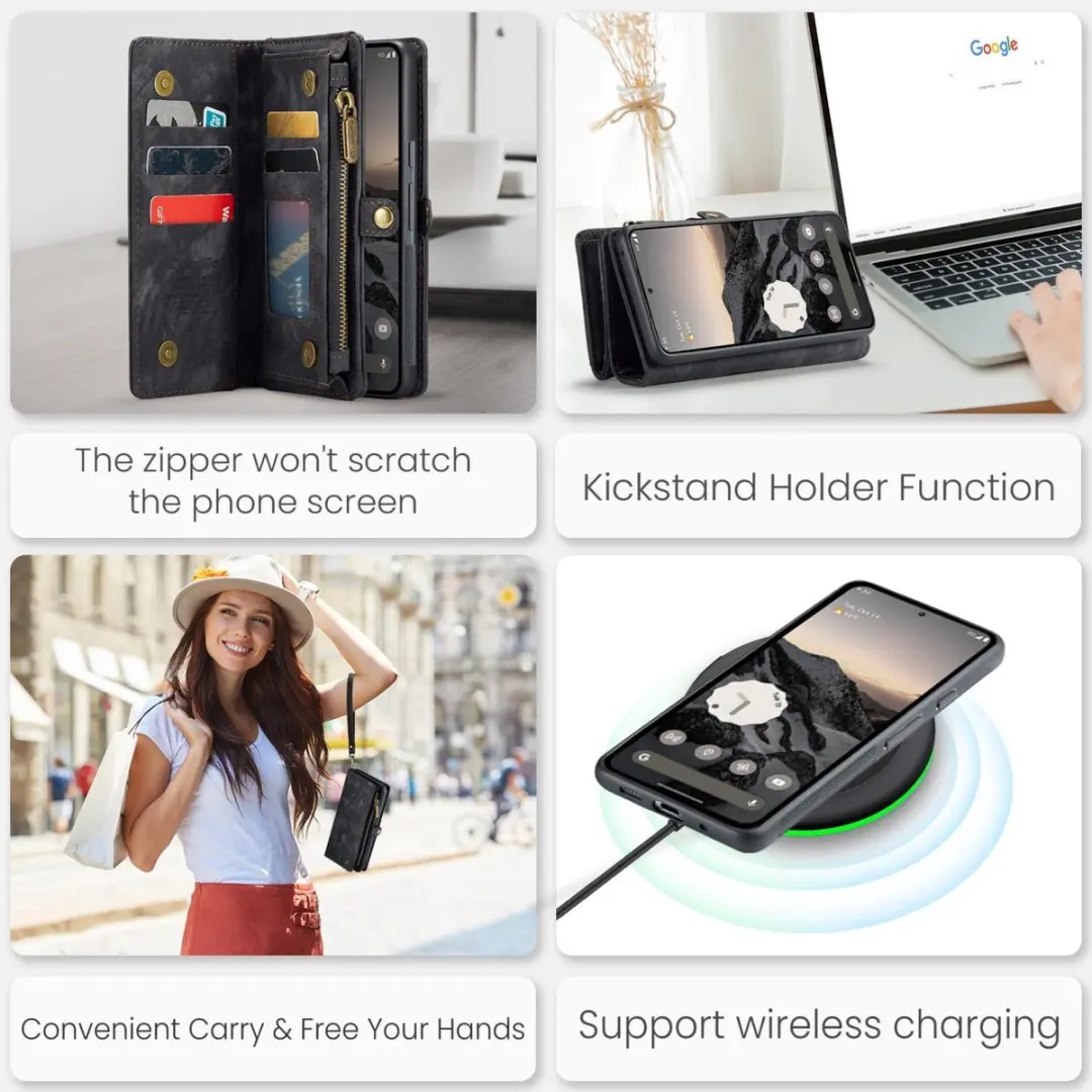 Caseme 008 Telefoonhoesje Bookcase Portemonnee - Google Pixel 9 Pro XL - Zwart - afbeelding 6 van 6