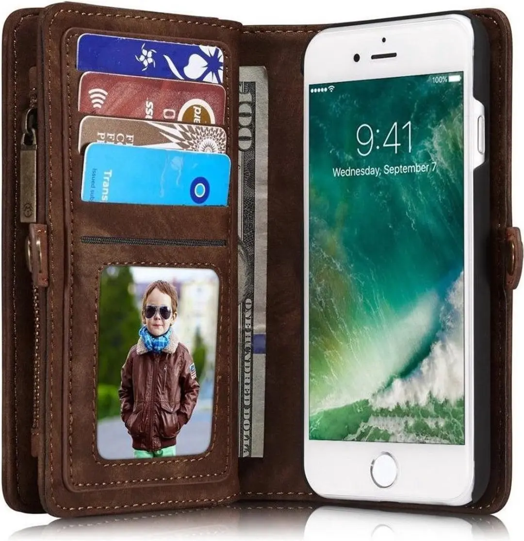 Caseme CSM-3204 iPhone Hoesje - Vintage Bruin - 8 Pasjes