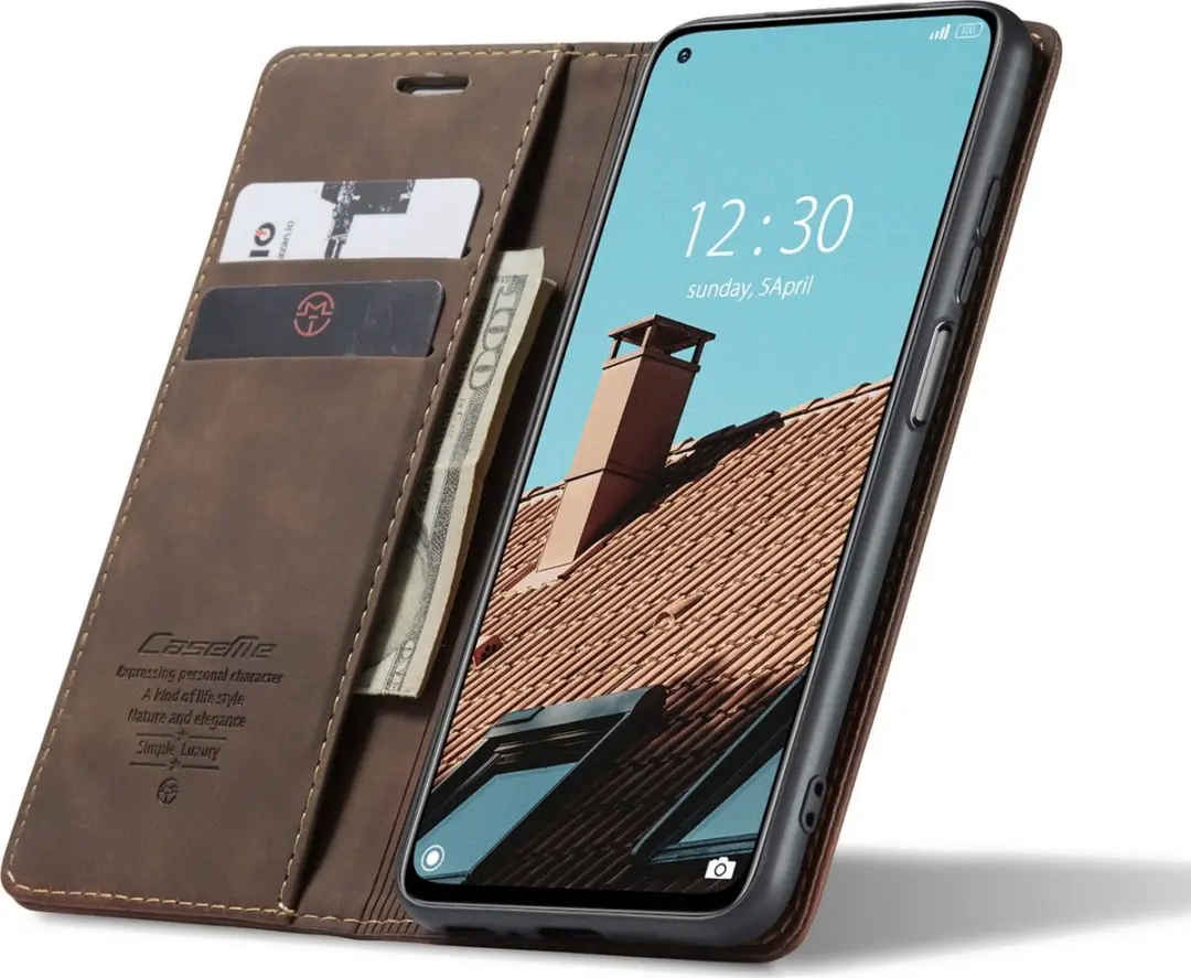 Caseme 013 Bookcase Portemonnee Telefoonhoesje Xiaomi Mi 10T - 2 Pasjes - Bruin