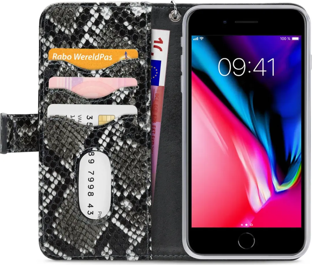 Mobilize Gelly Wallet Zipper iPhone 8 Plus Hoesje - 4 Pasjes - Zwart