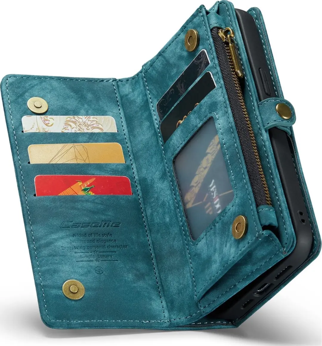 Caseme 008 Telefoonhoesje iPhone 14 - 5 Pasjes Blauw
