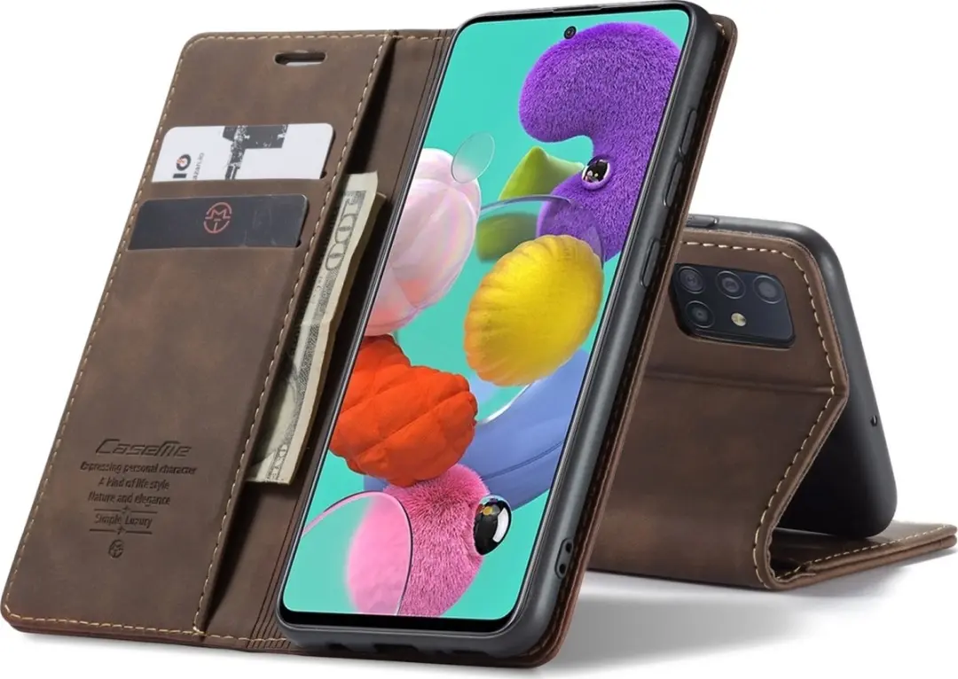 Caseme 013 Bookcase Portemonnee Telefoonhoesje - Samsung Galaxy A51 - 2 Pasjes - Bruin