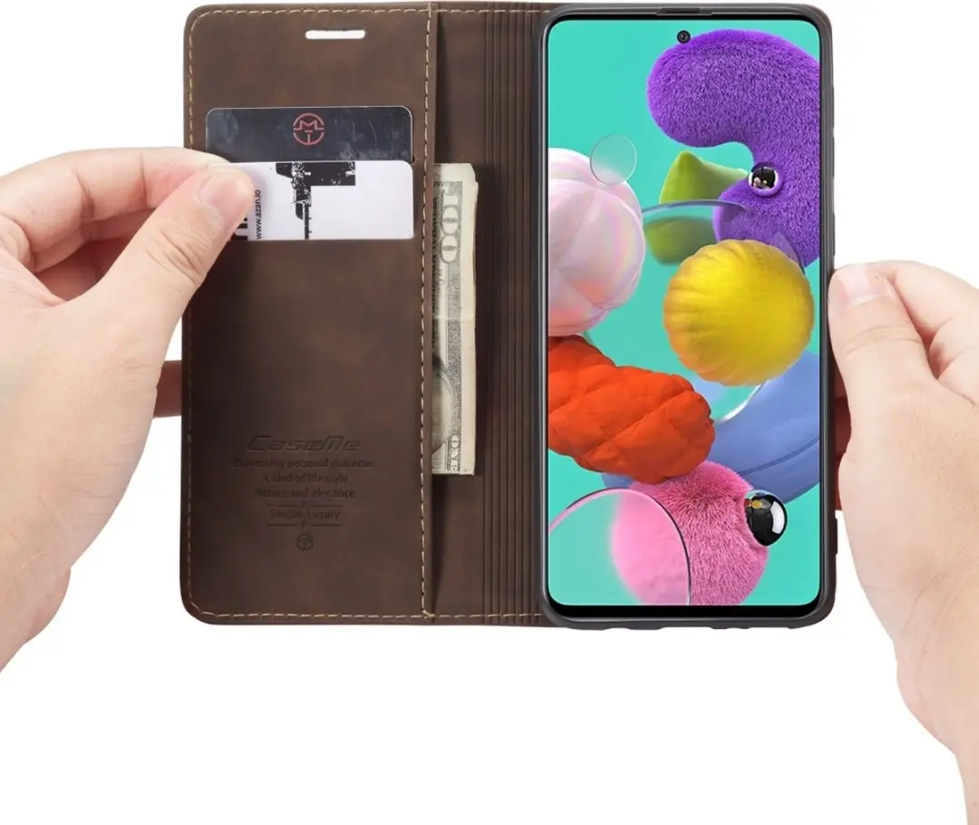 Caseme 013 Bookcase Portemonnee Telefoonhoesje - Samsung Galaxy A51 - 2 Pasjes - Bruin