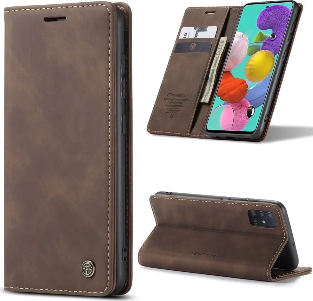 Caseme 013 Bookcase Portemonnee Telefoonhoesje - Samsung Galaxy A51 - 2 Pasjes - Bruin - afbeelding 6 van 6