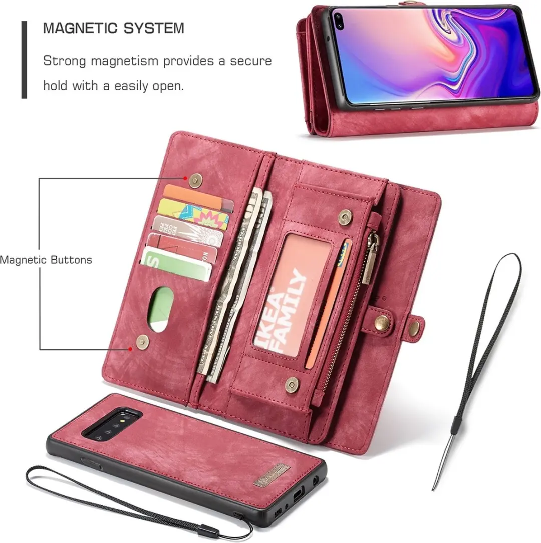 Caseme 008 Telefoonhoesje Samsung Galaxy S10 - 2in1 Bookcase Portemonnee Rood