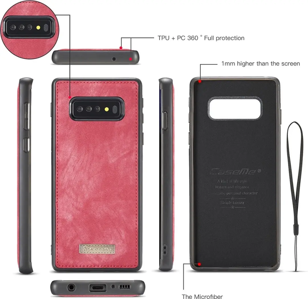 Caseme 008 Telefoonhoesje Samsung Galaxy S10 - 2in1 Bookcase Portemonnee Rood - afbeelding 6 van 6