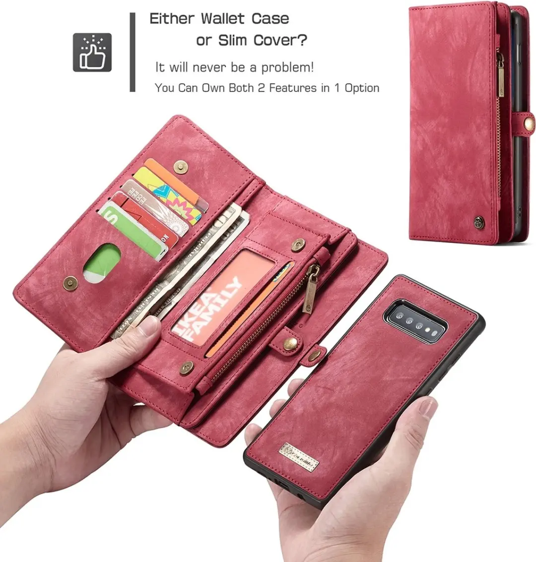 Caseme 008 Telefoonhoesje Samsung Galaxy S10 - 2in1 Bookcase Portemonnee Rood