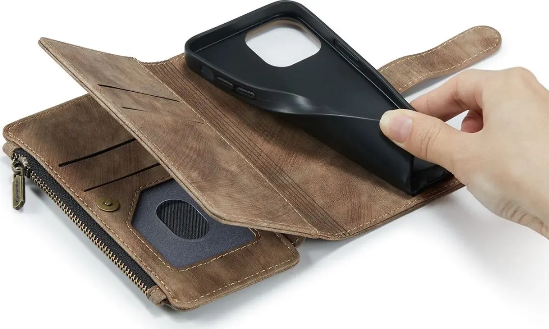 Caseme iPhone SE/5s/5 Billfold Lederen Hoes - 13 Kaartvakken - Bruin - afbeelding 6 van 6