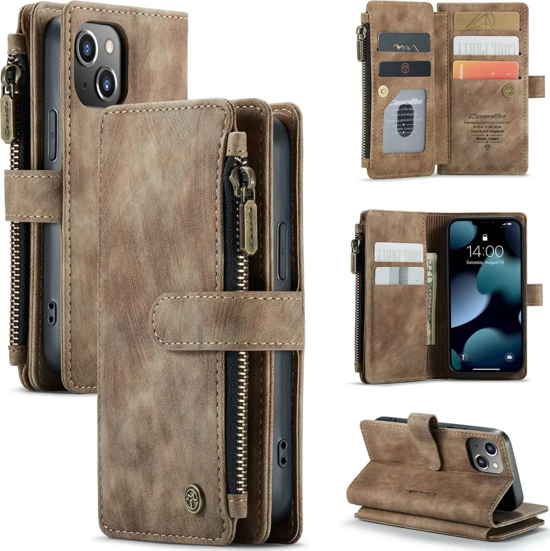 Caseme iPhone SE/5s/5 Billfold Lederen Hoes - 13 Kaartvakken - Bruin