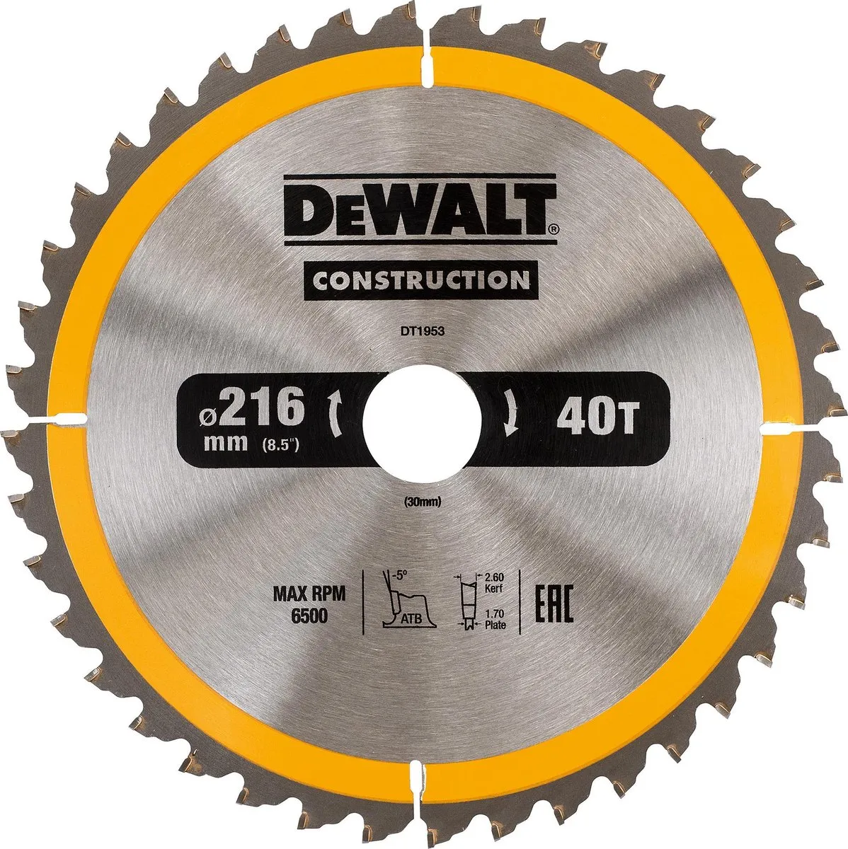 DeWalt DT1953 Cirkelzaagblad 216mm - Metaal