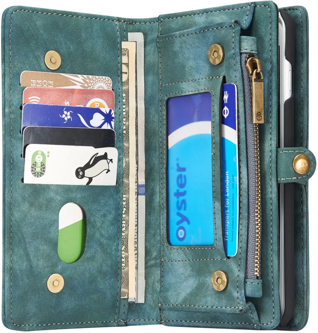 Caseme CSM-3206 Lederen 2-in-1 Portemonnee Booktype iPhone 8 Plus/7 Plus - Groen