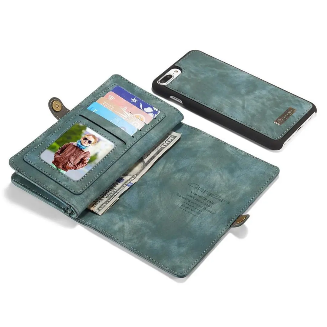 Caseme CSM-3206 Lederen 2-in-1 Portemonnee Booktype iPhone 8 Plus/7 Plus - Groen