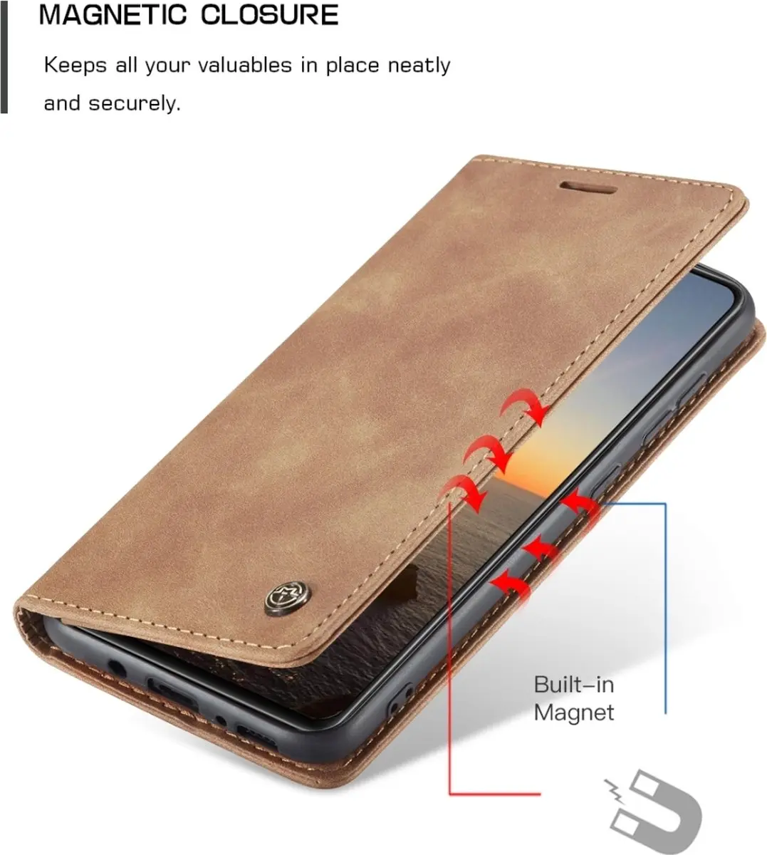 Caseme Samsung Galaxy A21s Bookcase Hoesje - Kunstleder - Bruin - 577789
