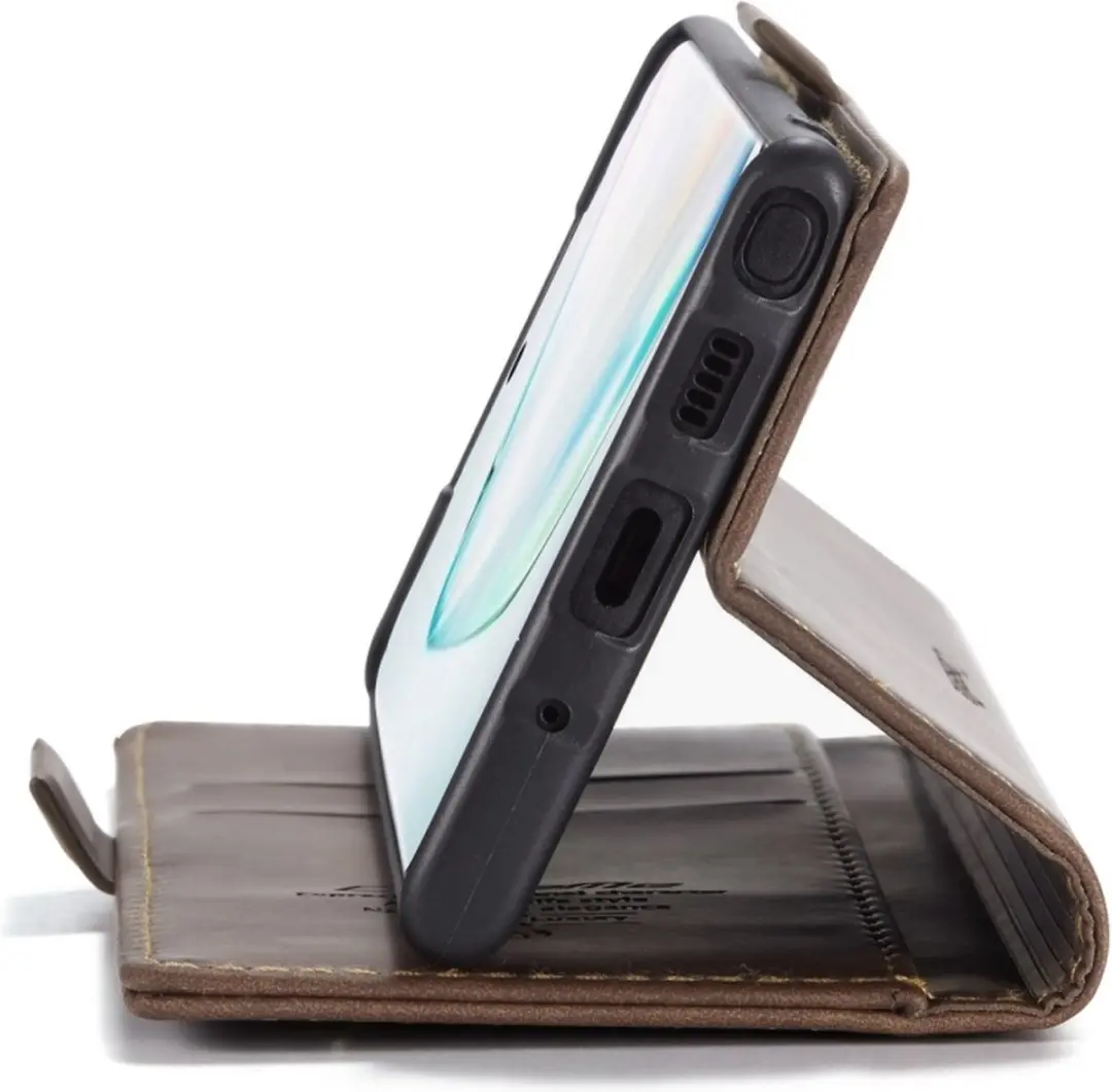 Caseme Luxe Wallet Hoesje Samsung Galaxy Note 10 - Koffie - 2 Pasjes