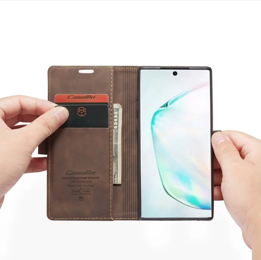 Caseme Luxe Wallet Hoesje Samsung Galaxy Note 10 - Koffie - 2 Pasjes - afbeelding 6 van 6