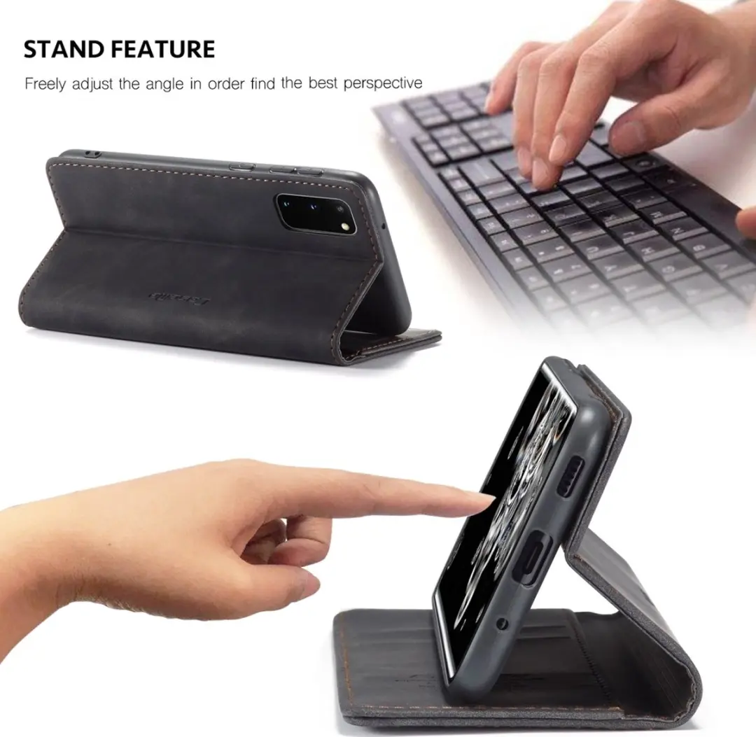 Caseme Samsung Galaxy S20 Bookcase Hoesje - Kunstleder - 2 Pasjes - Zwart