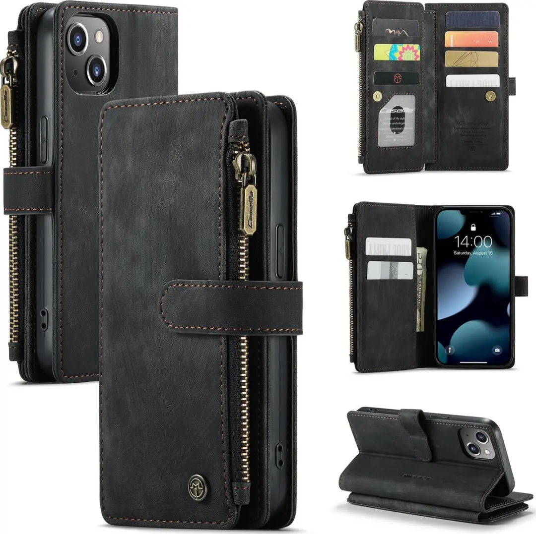 Caseme C30 Bookcase Telefoonhoesje iPhone 13 - 8 Pasjes - Zwart