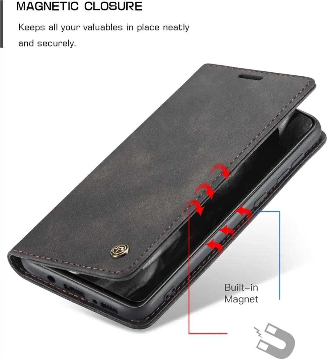 Caseme Samsung Galaxy A41 Kunstlederen Bookcase Hoesje - 2 Pasjes - Zwart