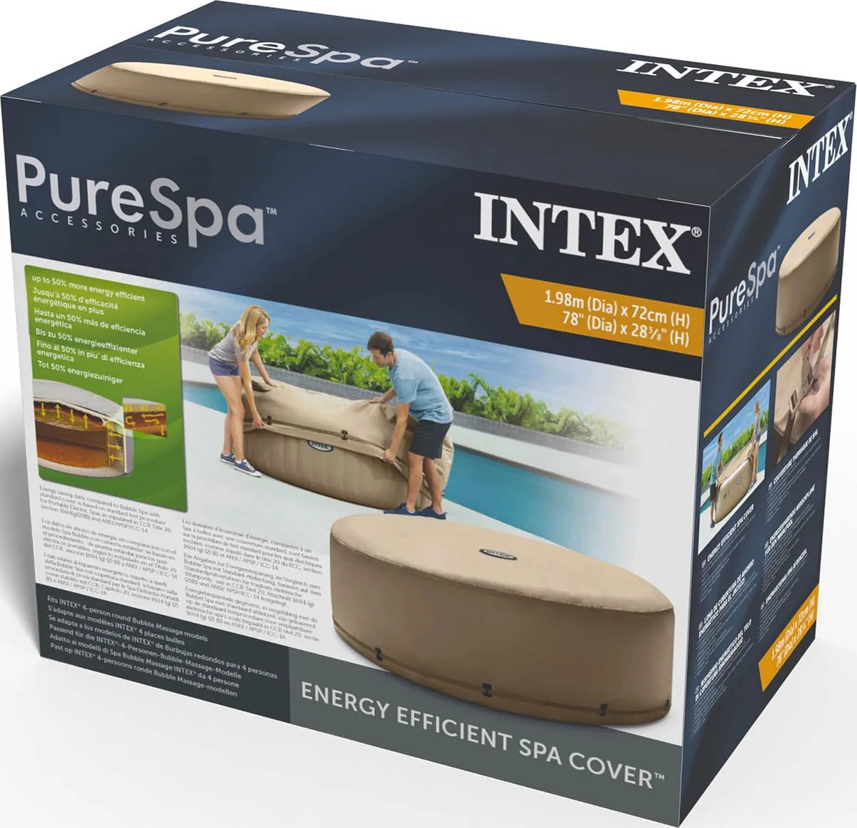 Intex Energie Efficiënte Spa Cover 198x72cm - Hottub Hoes Beige/Bruin