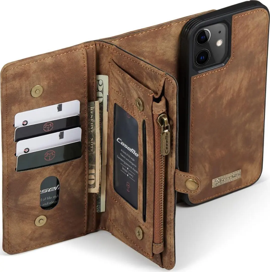 Caseme 008 Telefoonhoesje iPhone 12 Mini - 2in1 Bookcase Bruin