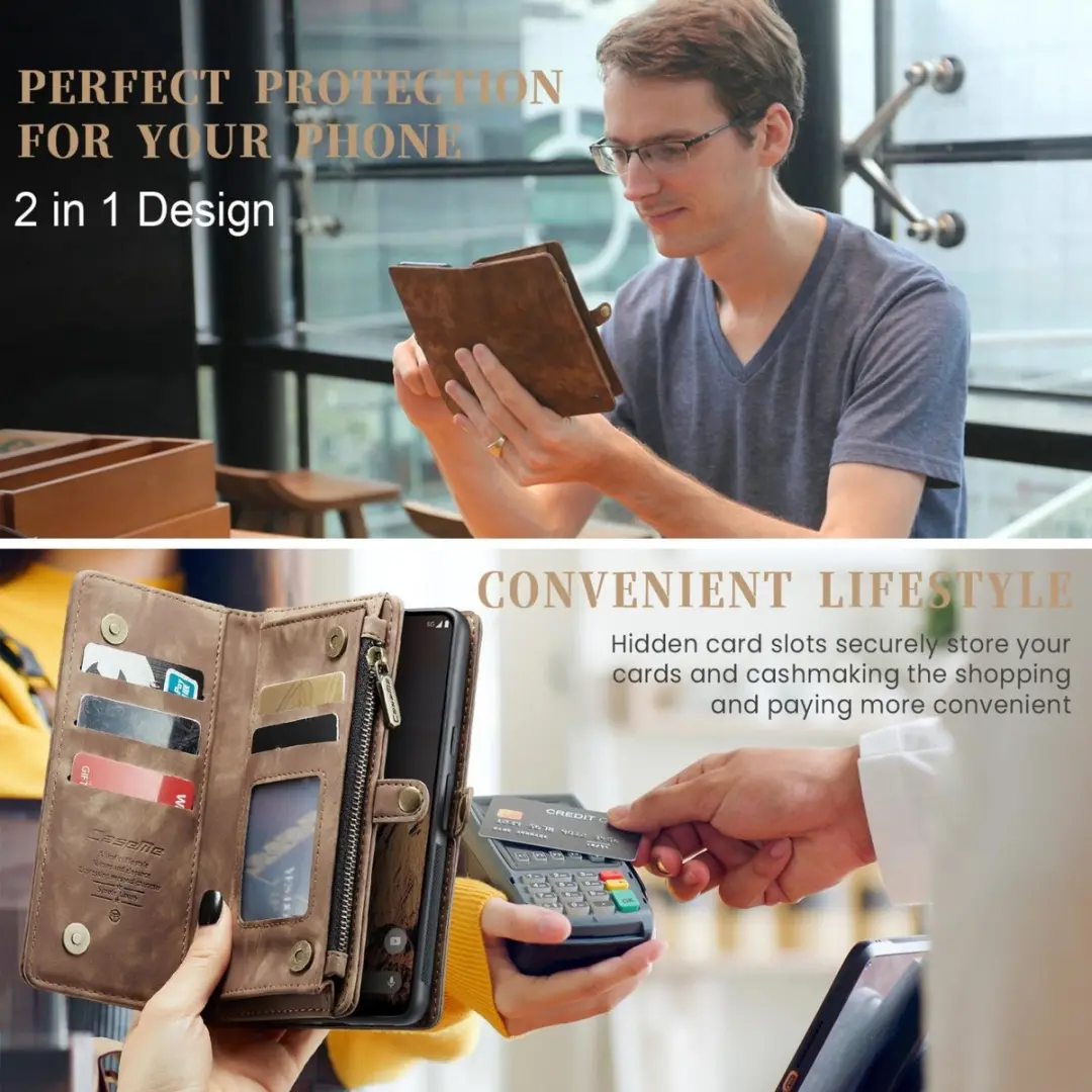 Caseme 008 Telefoonhoesje Google Pixel 9 Pro XL - Bookcase Portemonnee Bruin