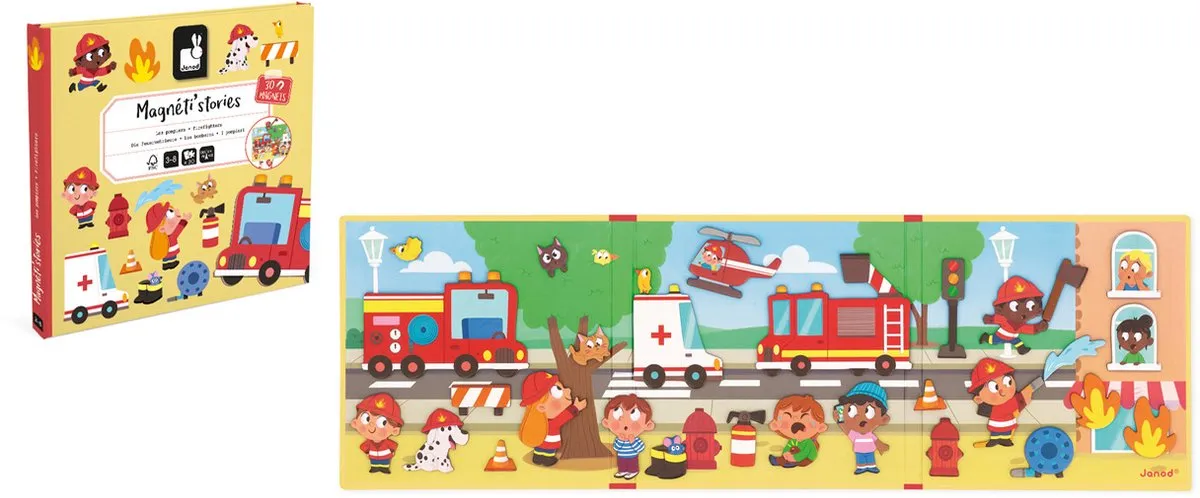 Janod Magneti Stories Brandweer - Educatieve Magneetset 30 Magneten