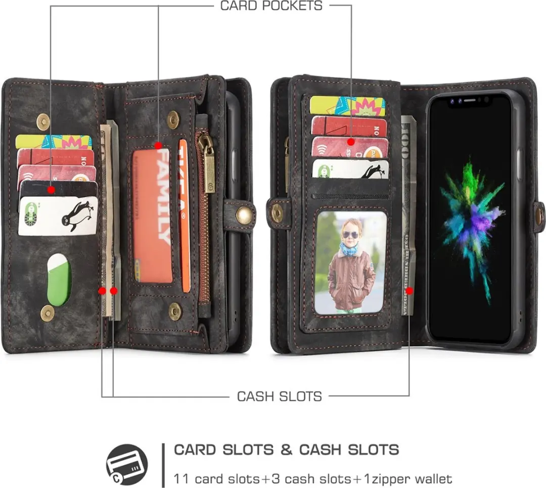 Caseme 008 Telefoonhoesje iPhone X - 2in1 Bookcase Portemonnee - Zwart