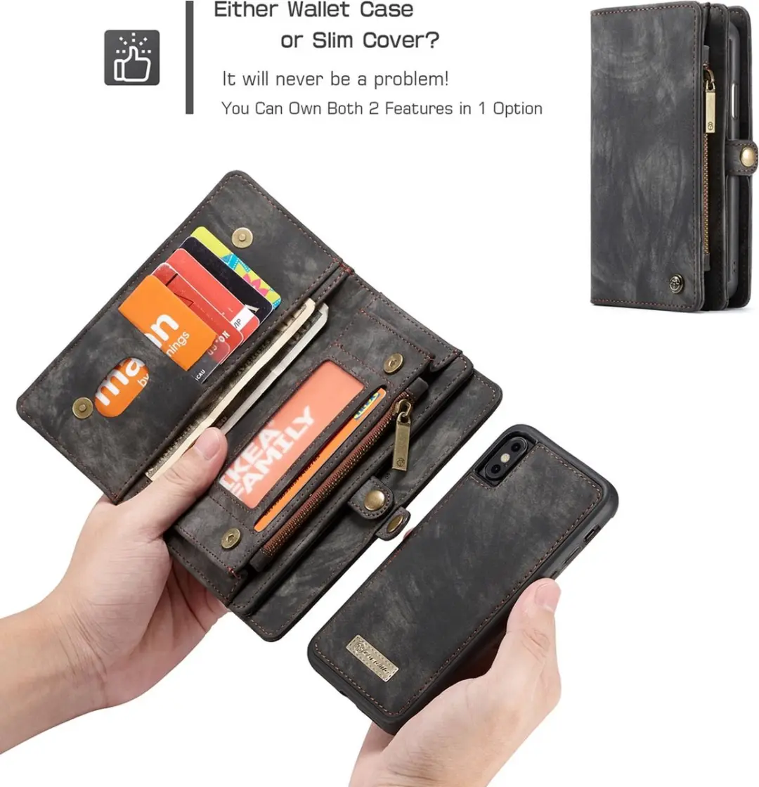 Caseme 008 Telefoonhoesje iPhone X - 2in1 Bookcase Portemonnee - Zwart - afbeelding 6 van 6
