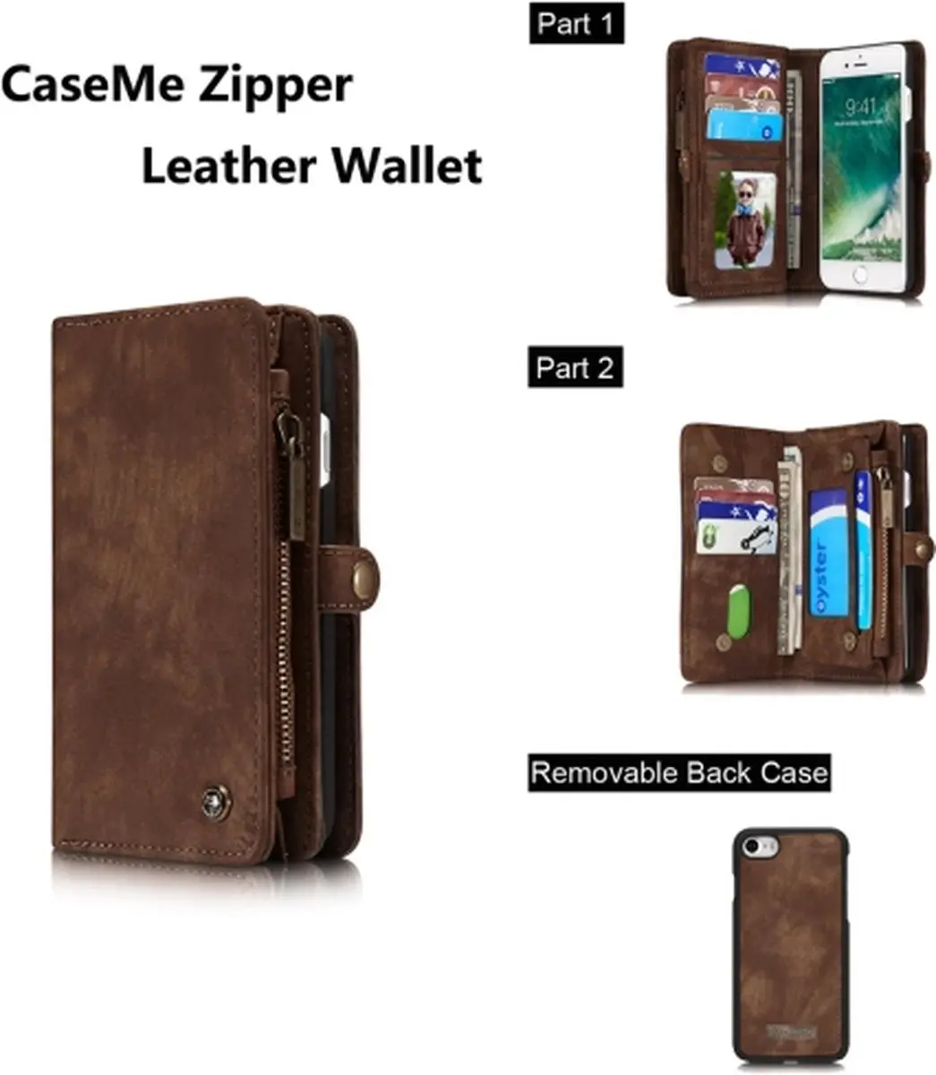 Caseme 008 Telefoonhoesje iPhone 7 - Bookcase Portemonnee Bruin