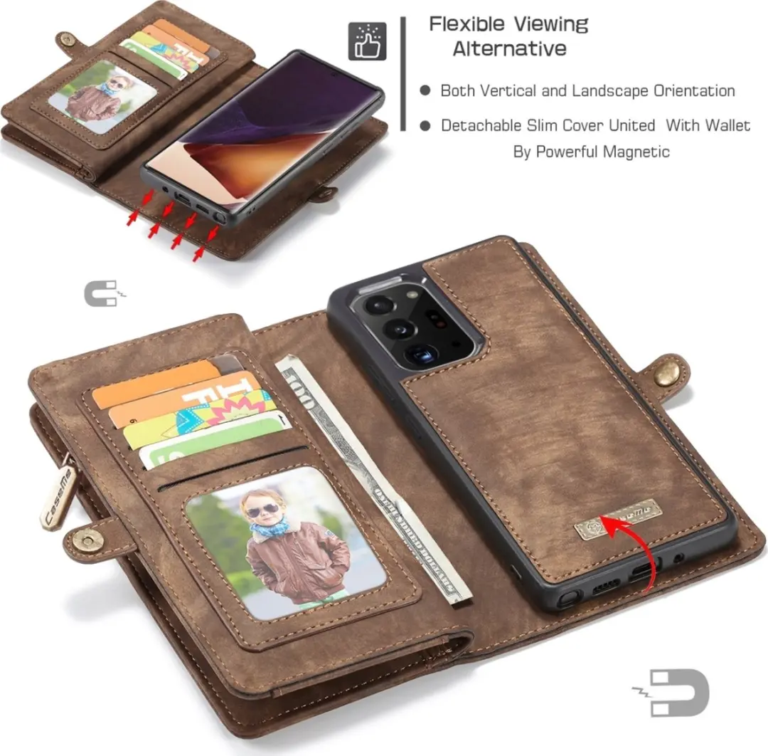 Caseme 008 Telefoonhoesje Samsung Galaxy Note 20 Ultra - 2in1 Bookcase - Bruin