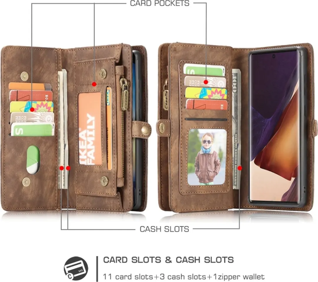 Caseme 008 Telefoonhoesje Samsung Galaxy Note 20 Ultra - 2in1 Bookcase - Bruin