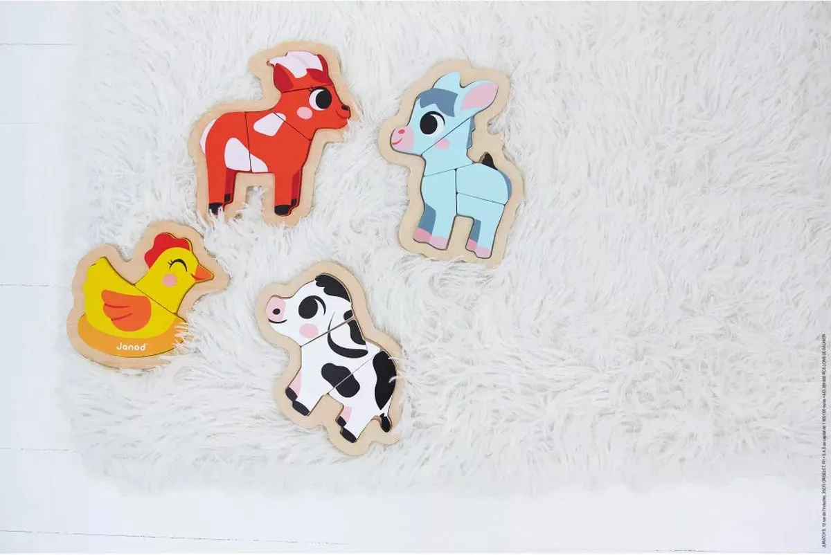 Janod Houten Puzzelset Boerderijdieren 7114 - 14 Stuks