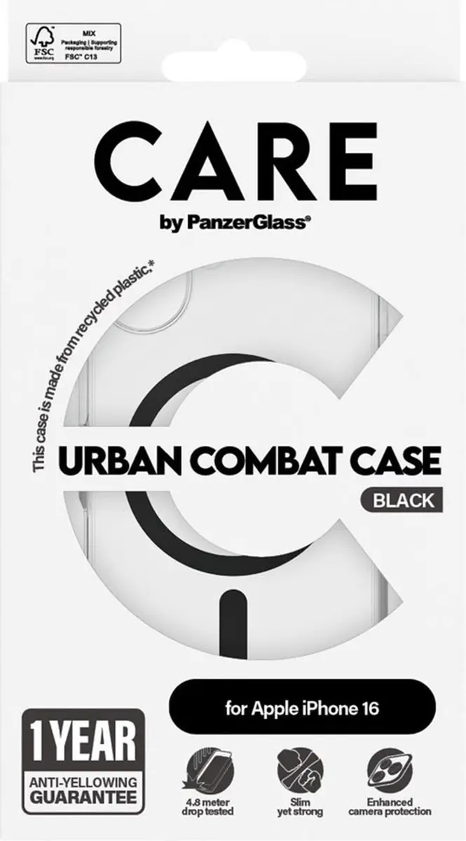 PanzerGlass CARE Feature Case Tango Two-in-One Wallet iPhone 16 - 1329 - Zwart