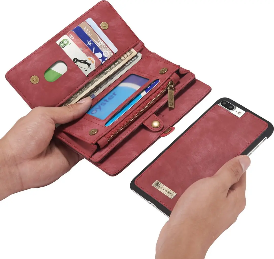 Caseme 008 Telefoonhoesje iPhone 8 Plus - 2in1 Bookcase Rood - afbeelding 6 van 6