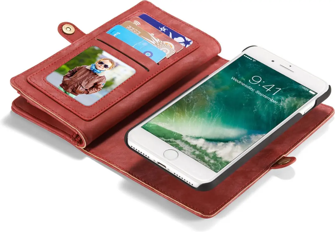 Caseme 008 Telefoonhoesje iPhone 8 Plus - 2in1 Bookcase Rood