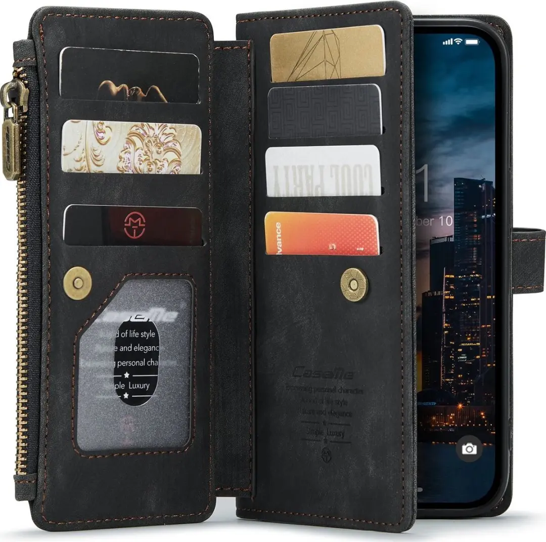 Caseme Apple iPhone 14 Pro Max Bookcase Hoesje 10 Stuks - Zwart