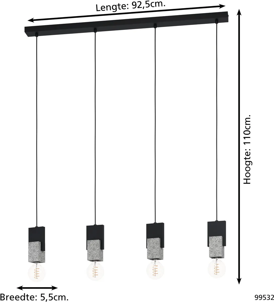 Eglo Lobatia Hanglamp E27 - Ø40cm - Zwart