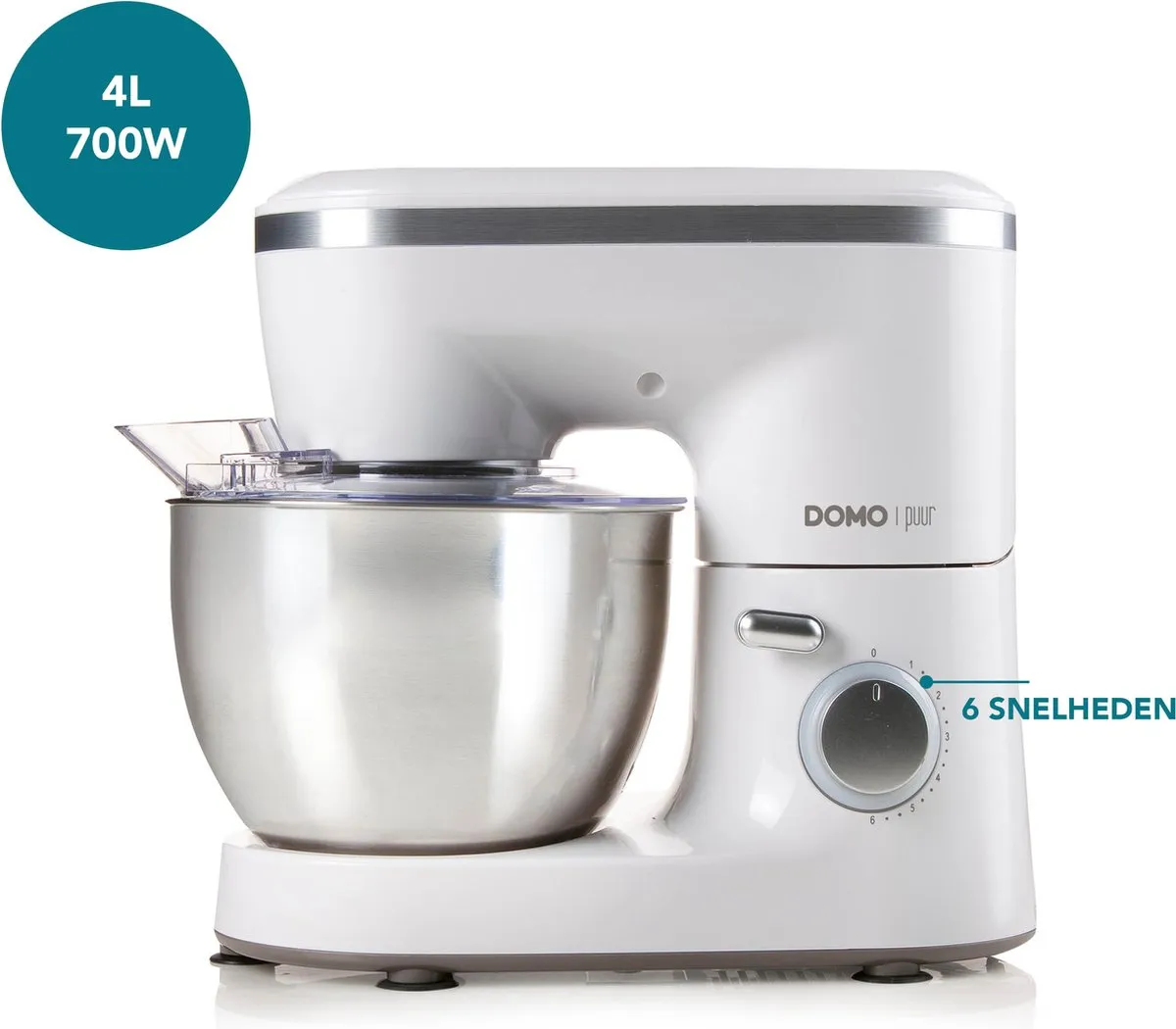 Domo PUUR DO9175KR Keukenmachine 700W - 4L RVS - Wit