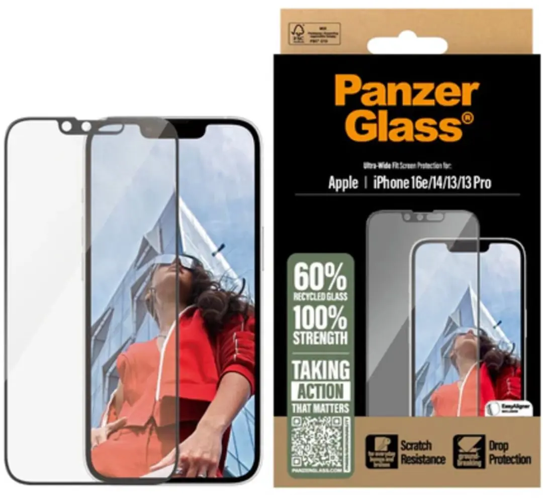 PanzerGlass Ultra-Wide Fit iPhone 16e Glas Screenprotector - Case Friendly