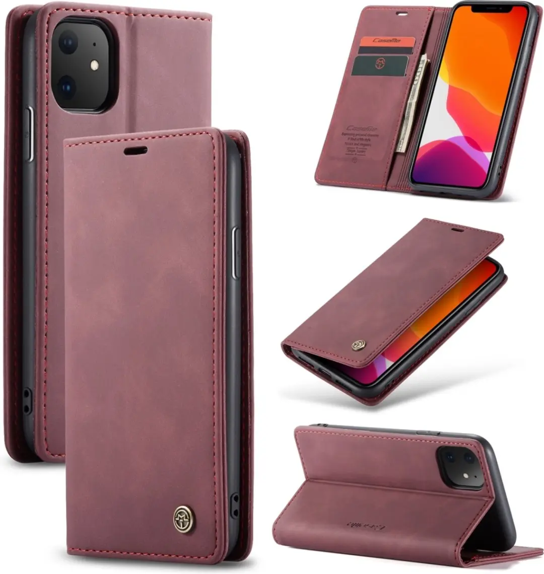 Caseme iPhone 11 Bookcase Kunstleder Hoesje - Rood - 561410 - afbeelding 6 van 6