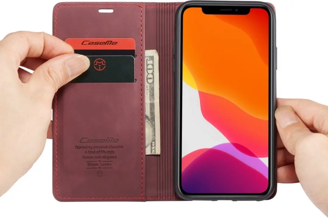 Caseme iPhone 11 Bookcase Kunstleder Hoesje - Rood - 561410