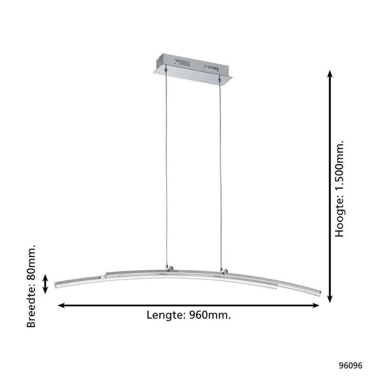 Eglo Pertini Hanglamp 2 Lichts - Chroom - afbeelding 6 van 6