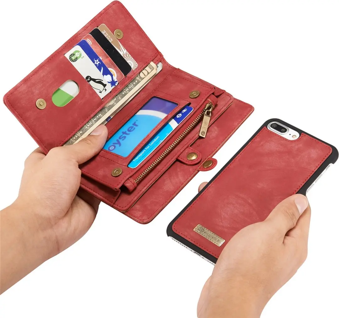 Caseme 008 Telefoonhoesje iPhone 7 Plus - 2in1 Bookcase Rood - afbeelding 6 van 6