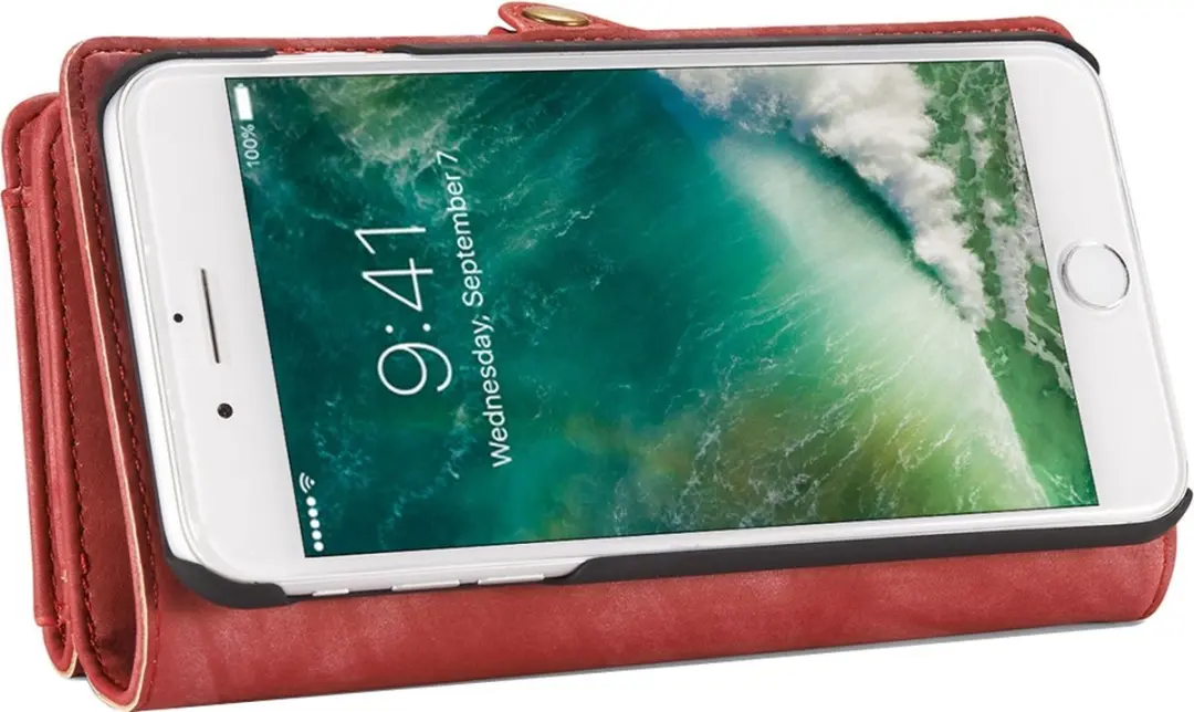 Caseme 008 Telefoonhoesje iPhone 7 Plus - 2in1 Bookcase Rood