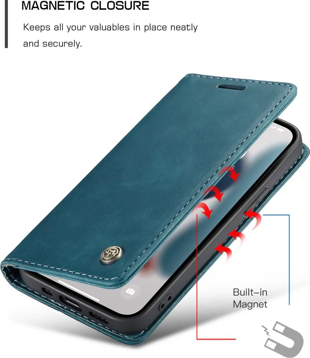 Caseme 013 Bookcase Portemonneehoesje iPhone 13 - Blauw