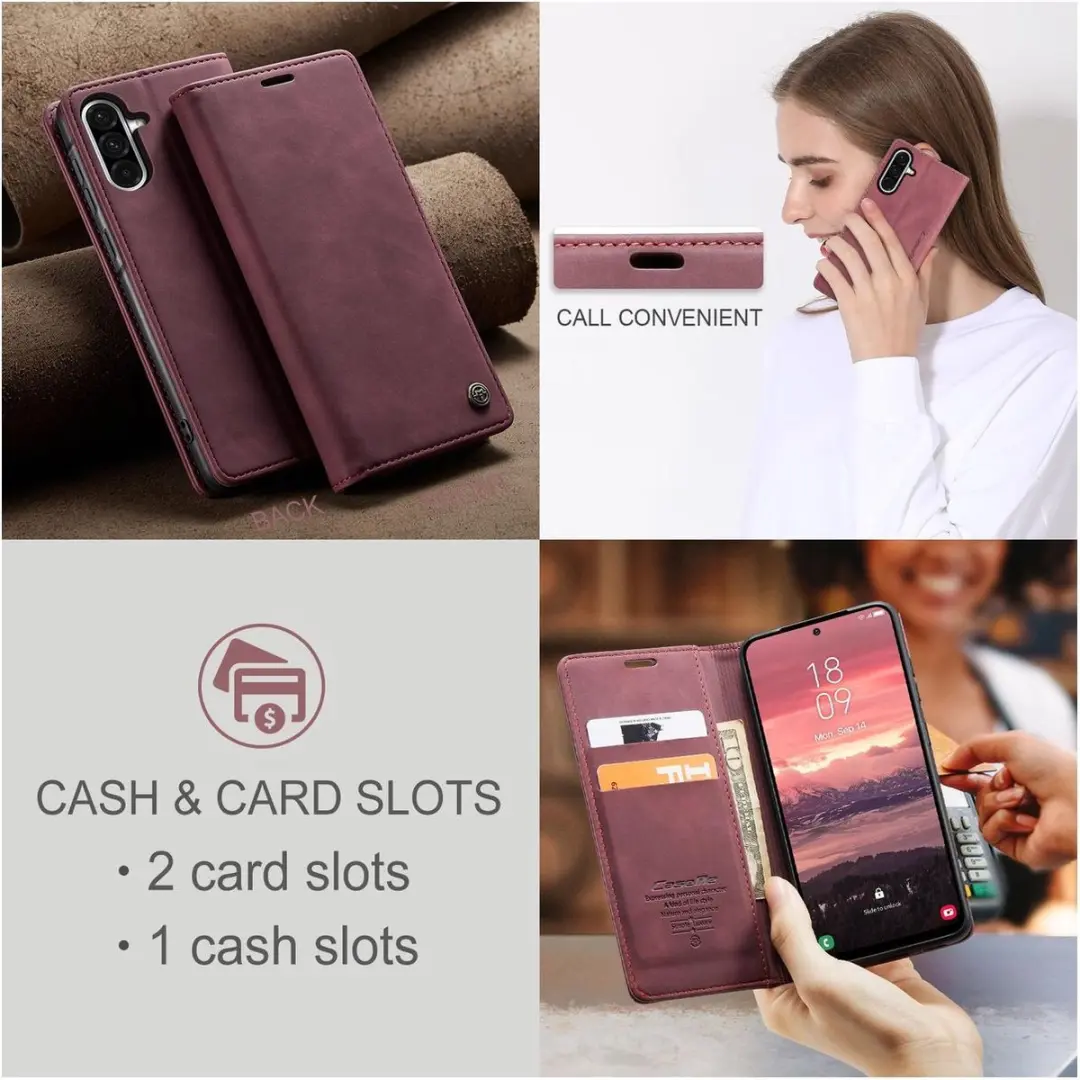 Caseme 013 Bookcase Portemonneehoesje Samsung Galaxy A56 - Rood