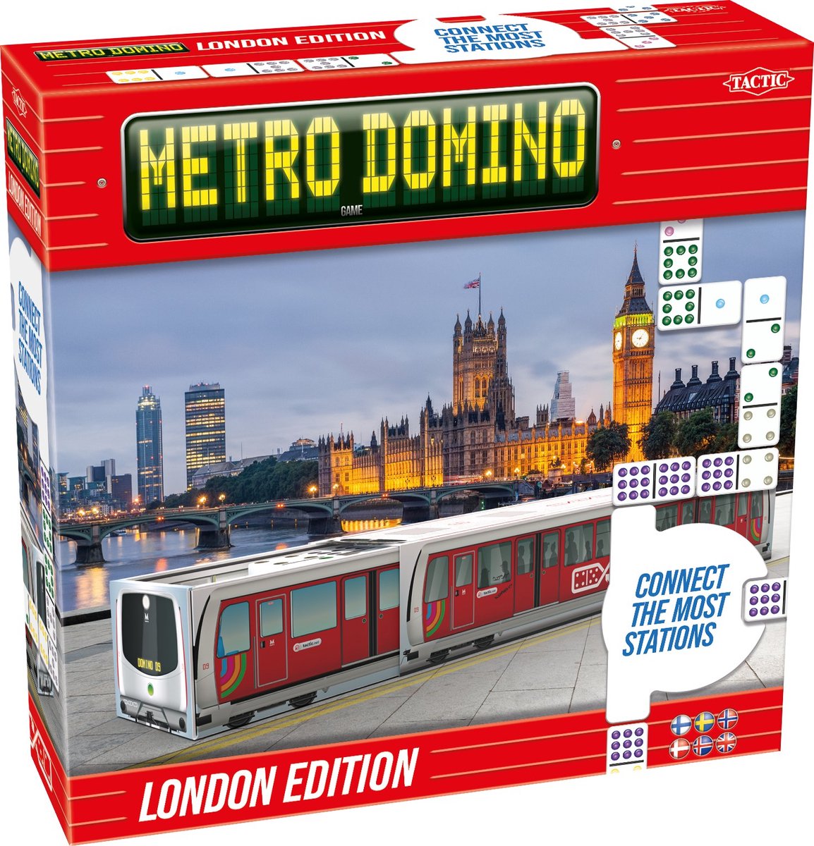 Tactic Metro Domino: London Edition – Bordspel – Luxe Uitvoering – Strategisch Dominospel met Stations en Metrofiches – Vanaf 10 Jaar – 2 tot 4 Spelers