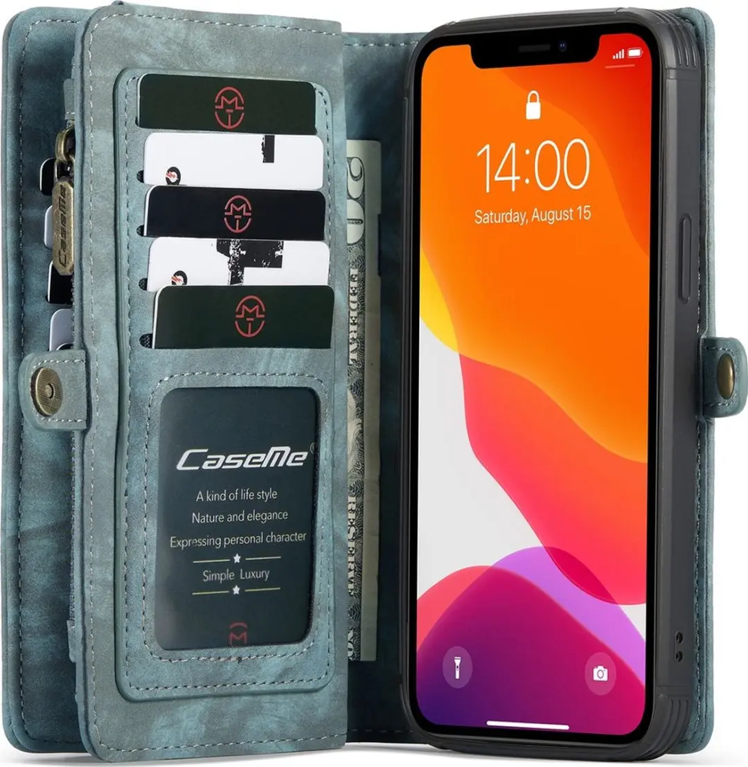 Caseme 008 Telefoonhoesje iPhone 12 - 8 Pasjes Blauw